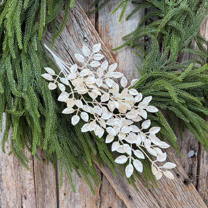 28" Pearl Leaf Spray – Elegant Christmas Greenery