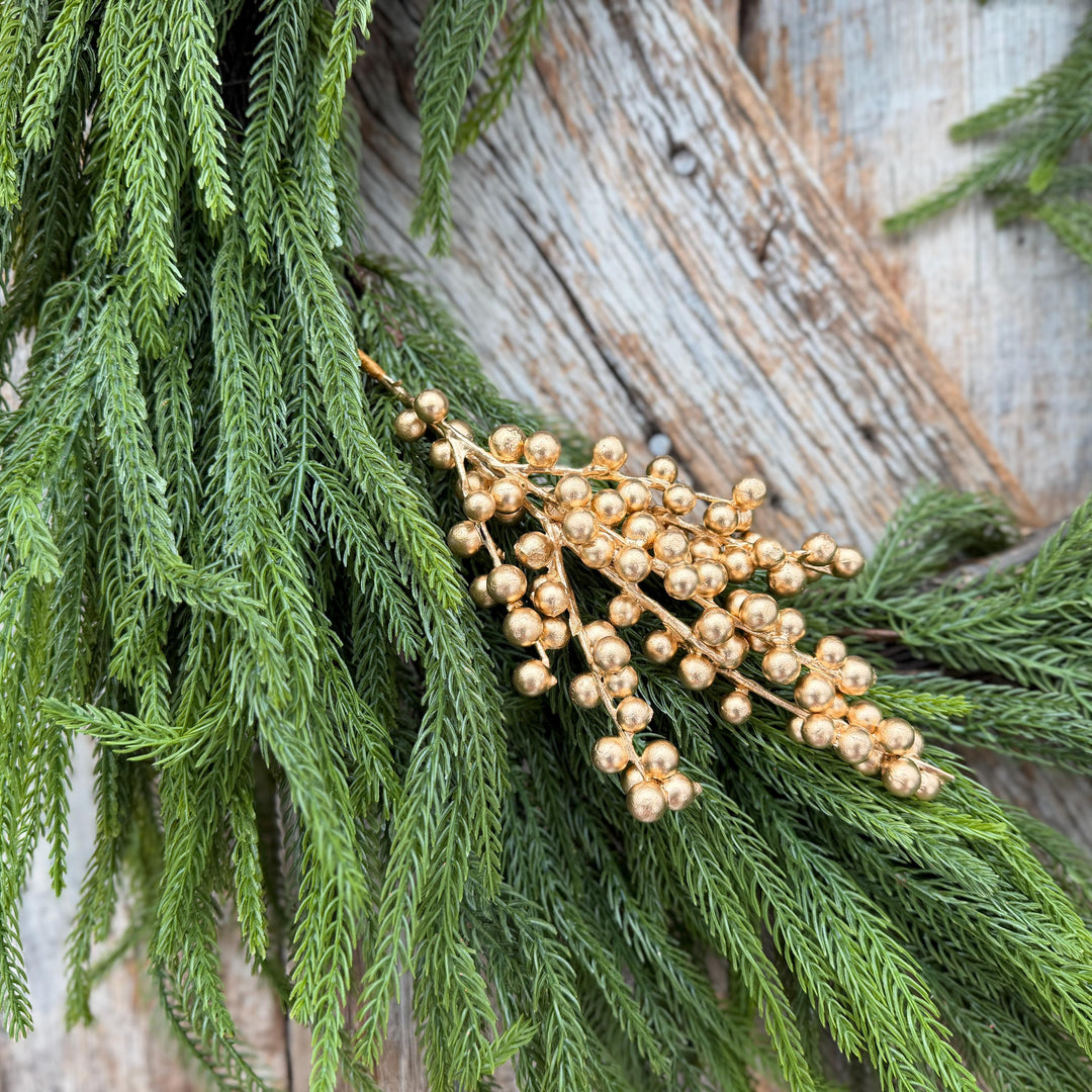 10" Gold Berry Spray, Gold Christmas Pick, Holiday Wreath Filler