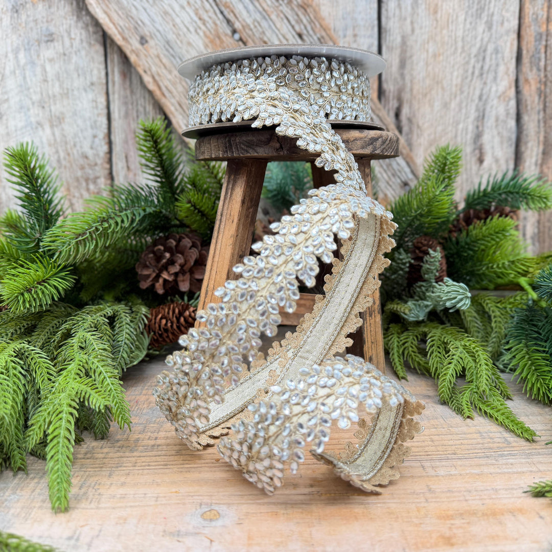 1" Sparkling Jewels Clear Jeweled Ribbon by Farrisilk
