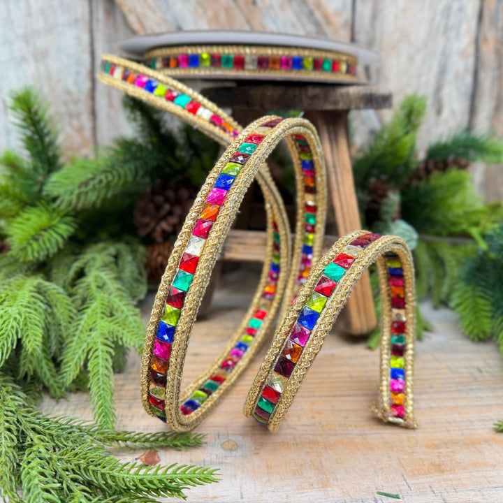 3/4" Gemstone Garland Multicolor Jeweled Ribbon by Farrisilk
