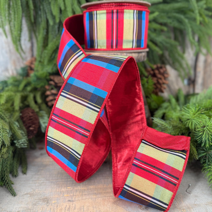 2.5" Nutcracker Plaid Ribbon, Christmas Plaid Ribbon