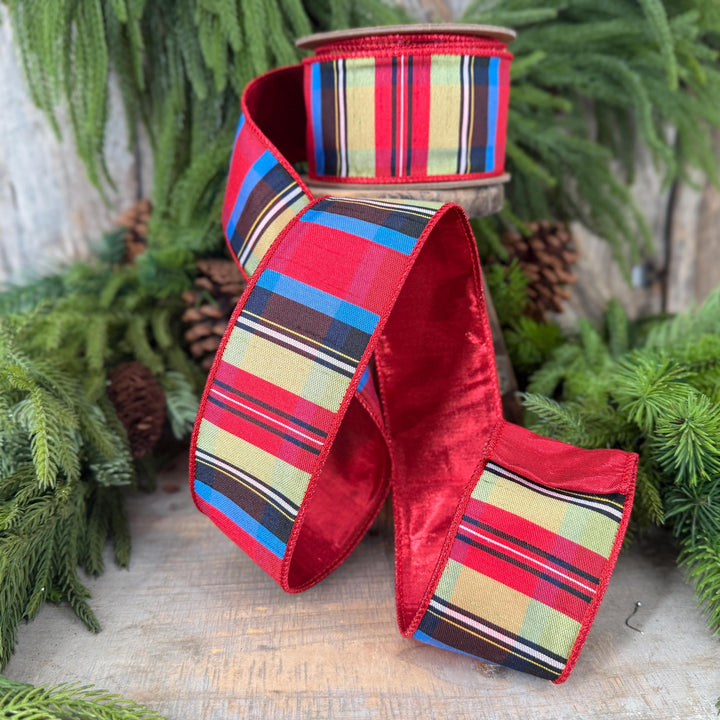 2.5" Nutcracker Plaid Ribbon, Christmas Plaid Ribbon