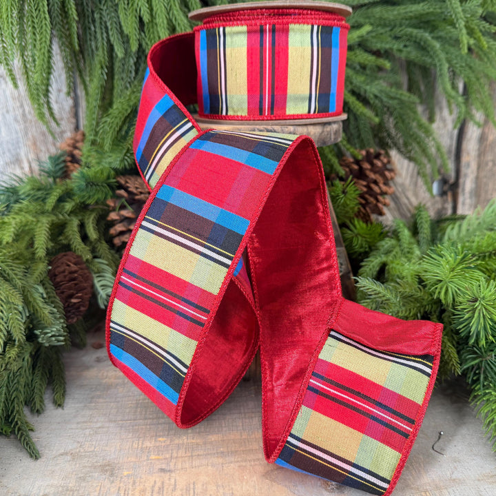 2.5" Nutcracker Plaid Ribbon, Christmas Plaid Ribbon