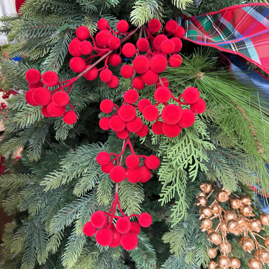 24" Red Velvet Berry Spray – Christmas Tree Floral Pick