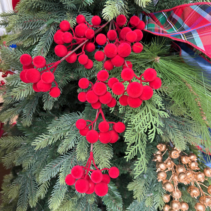 24" Red Velvet Berry Spray – Christmas Tree Floral Pick