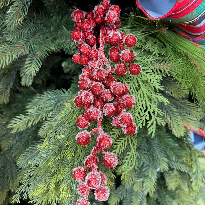 30" Red Glitter Iced Berry Spray – Frosted Christmas Tree Pick