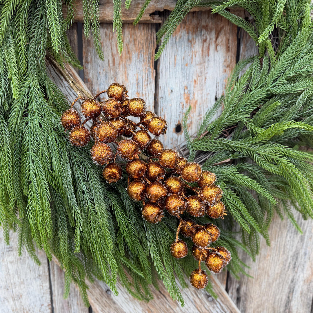 24" Copper Gold Frosted Berry Spray – Iced Christmas Tree Pick