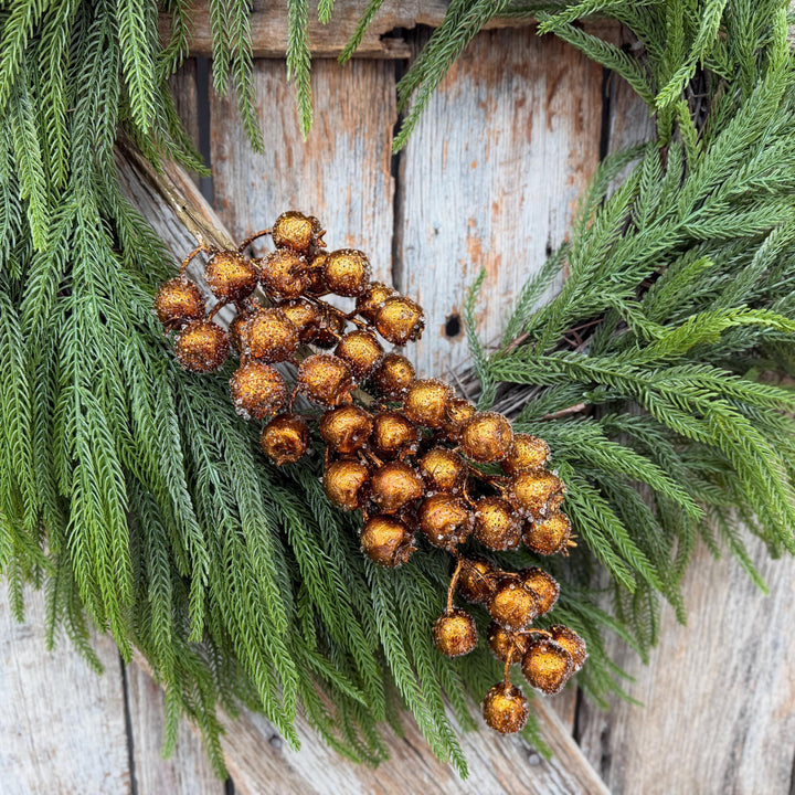 24" Copper Gold Frosted Berry Spray – Iced Christmas Tree Pick