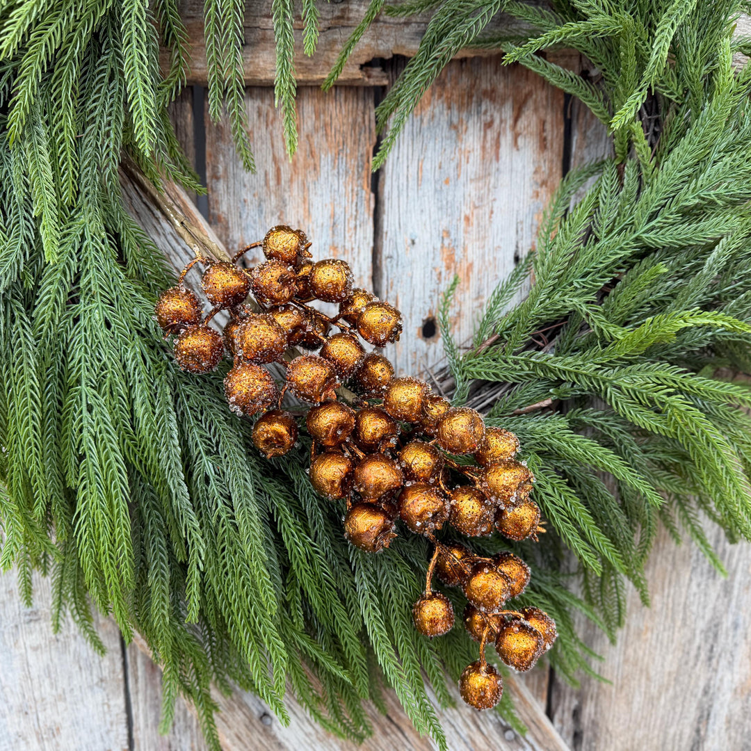 24" Copper Gold Frosted Berry Spray – Iced Christmas Tree Pick