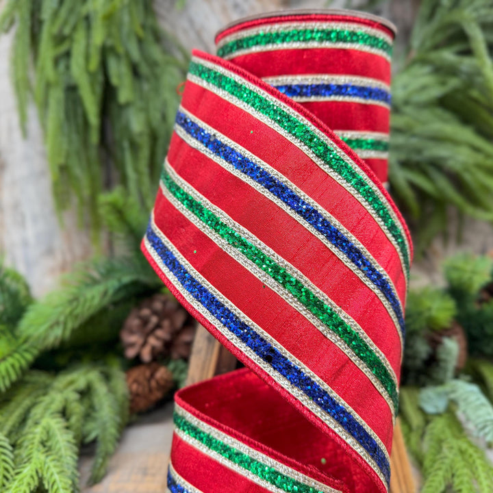 4" Nutcracker Stripe Christmas Ribbon
