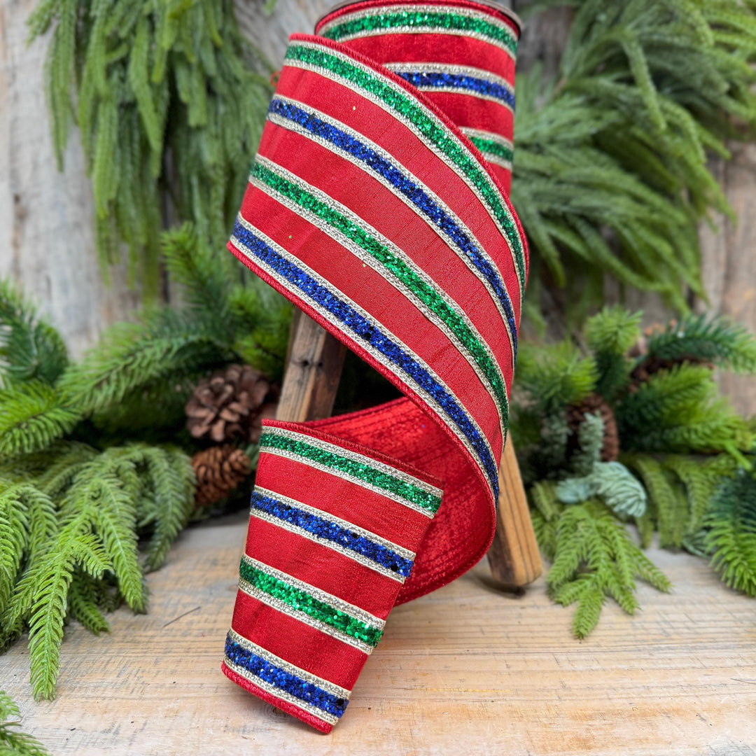 4" Nutcracker Stripe Christmas Ribbon