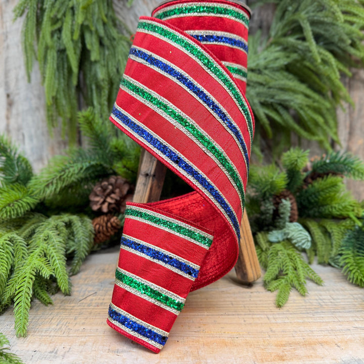 4" Nutcracker Stripe Christmas Ribbon