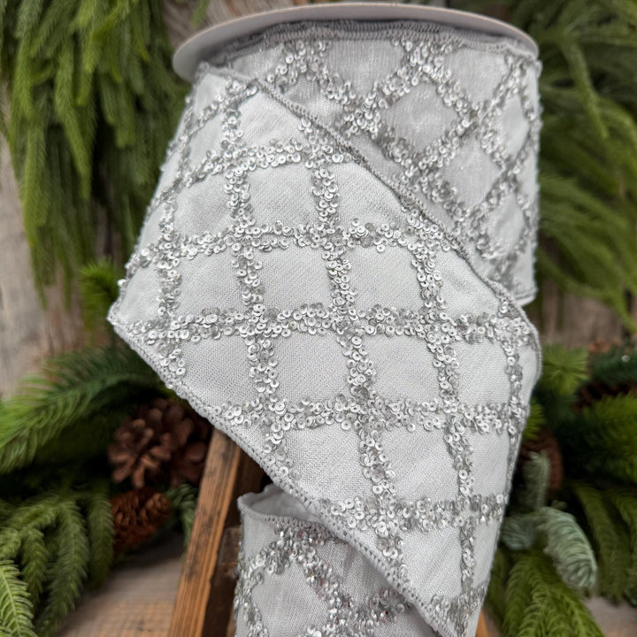 4" Silver Christmas Ribbon
