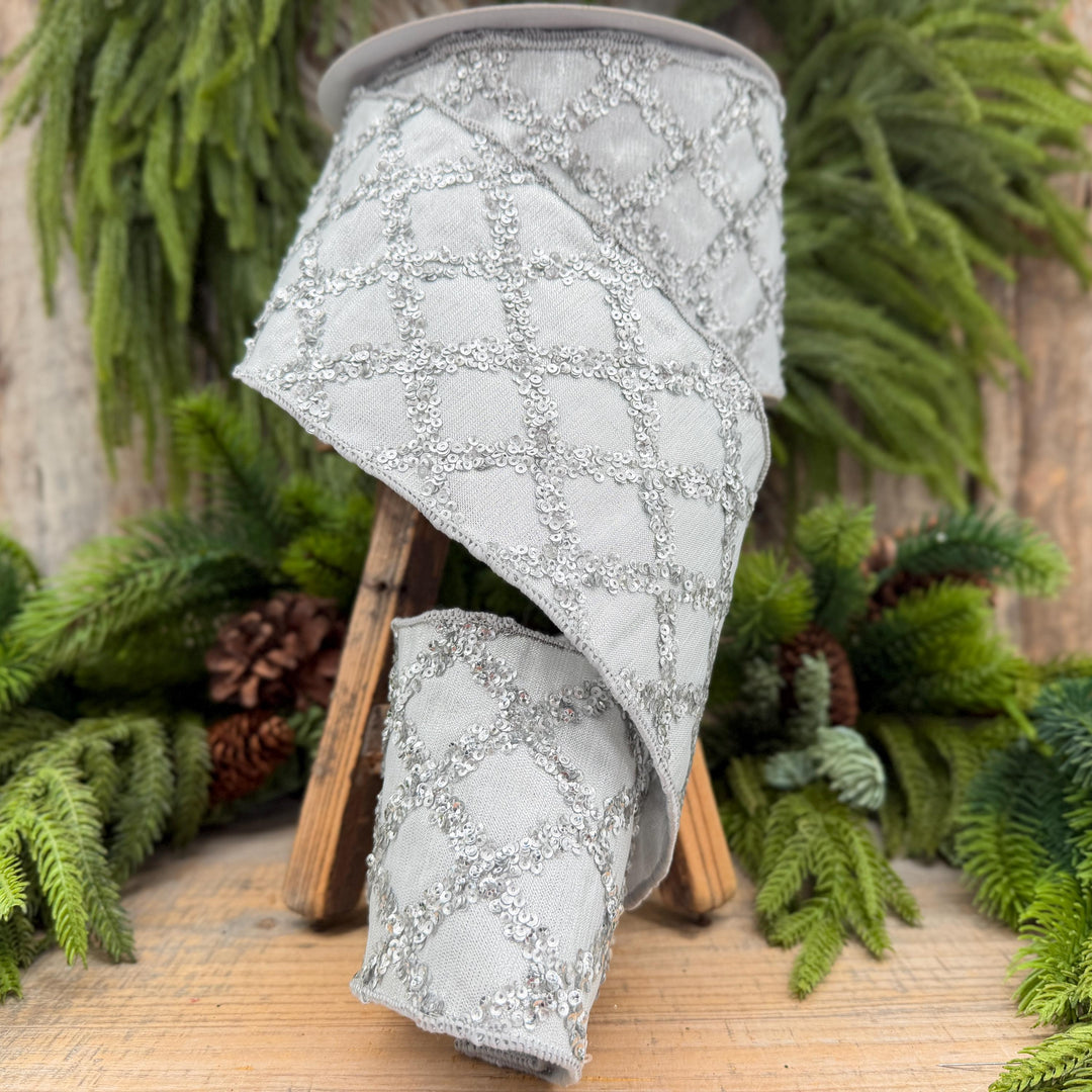 4" Silver Christmas Ribbon