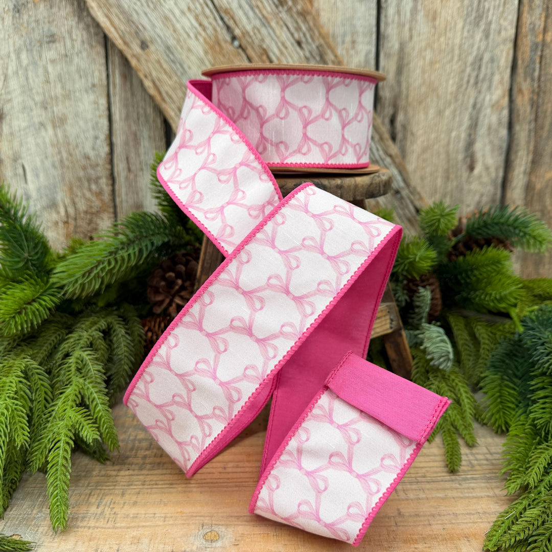 2.5" Pink Bow Print Ribbon