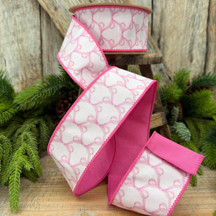 2.5" Pink Bow Print Ribbon