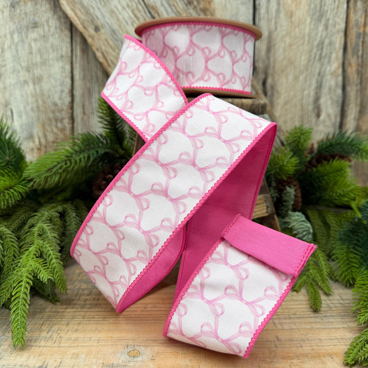 2.5" Pink Bow Print Ribbon