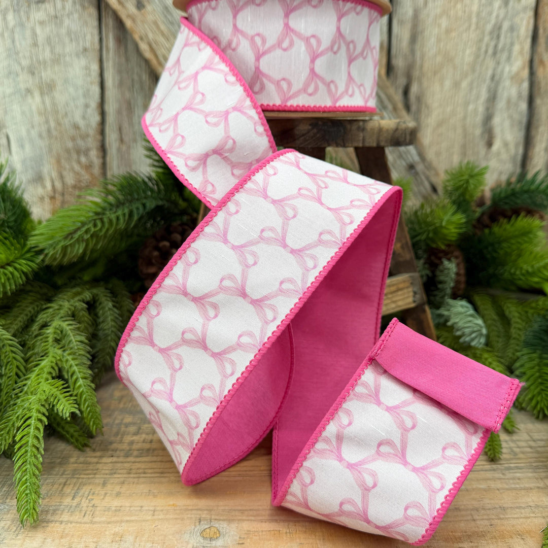 2.5" Pink Bow Print Ribbon
