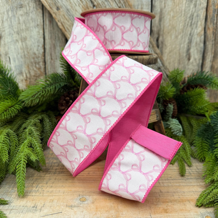 2.5" Pink Bow Print Ribbon