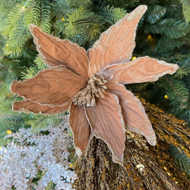 24" Tan Velvet Poinsettia Stem
