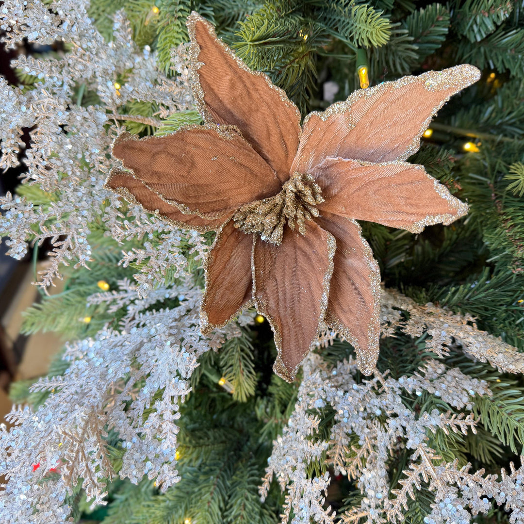 24" Tan Velvet Poinsettia Stem