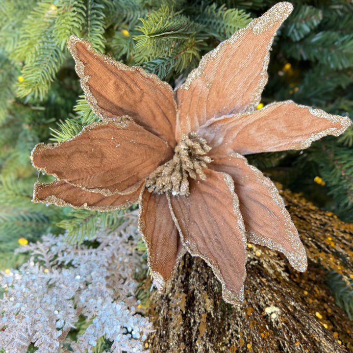 24" Tan Velvet Poinsettia Stem