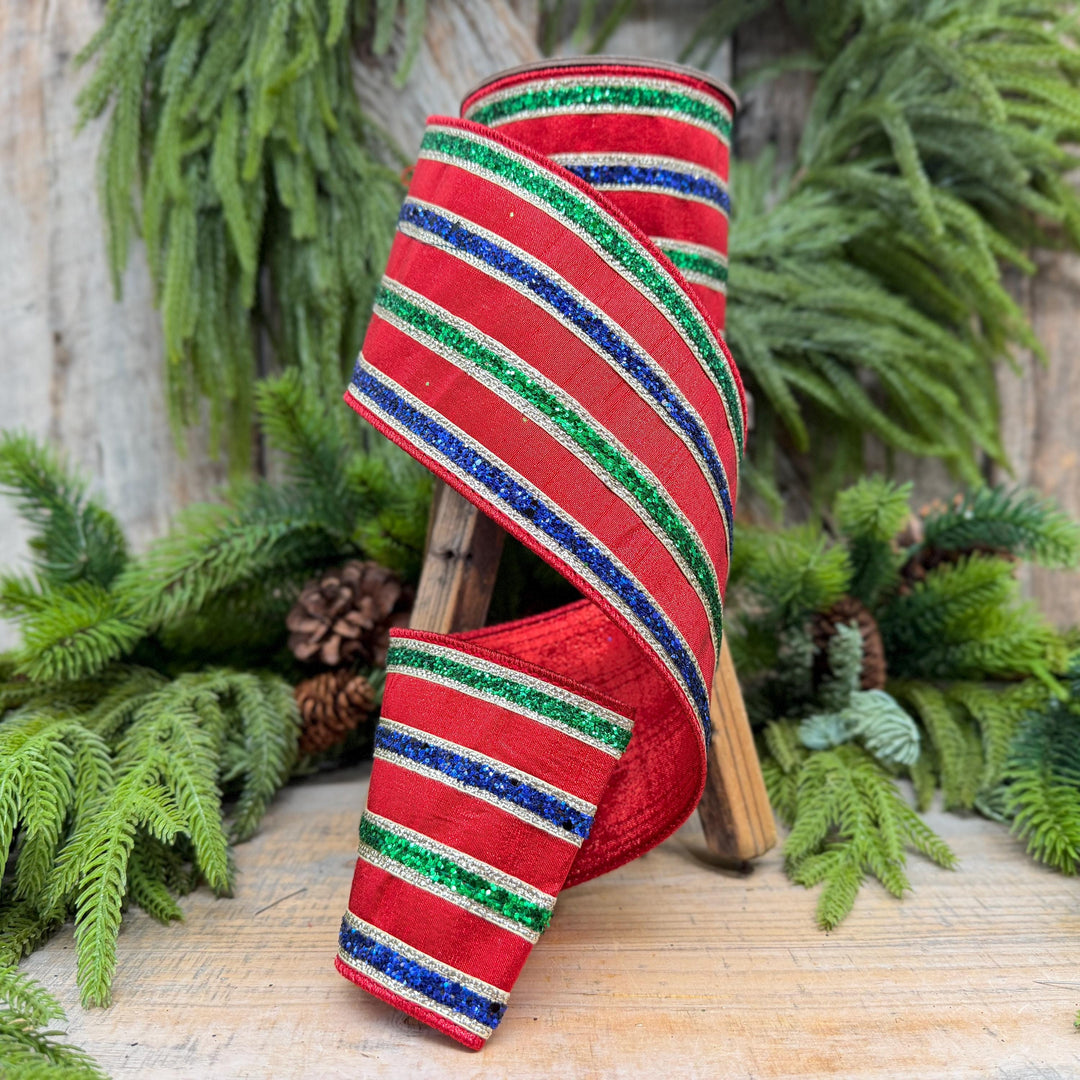 4" Nutcracker Stripe Christmas Ribbon