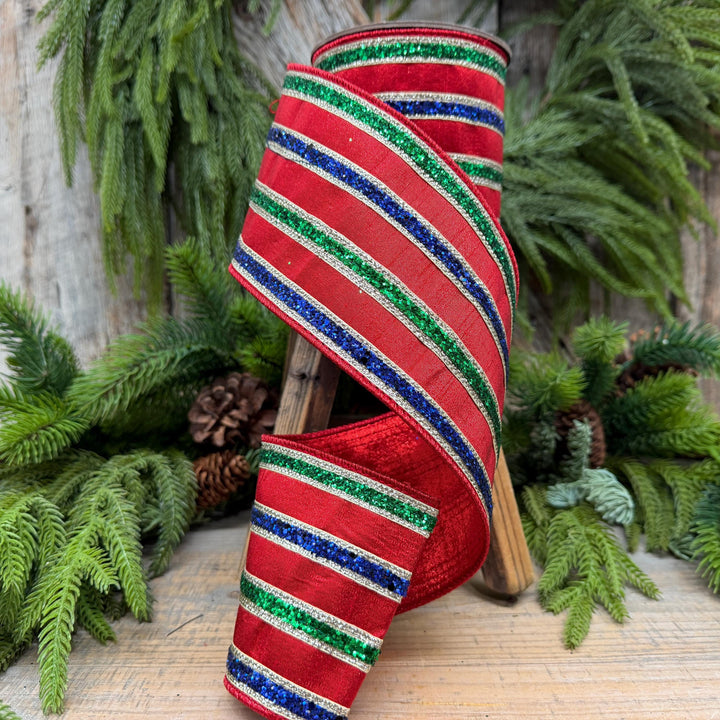4" Nutcracker Stripe Christmas Ribbon