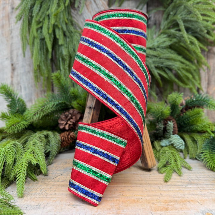 4" Nutcracker Stripe Christmas Ribbon