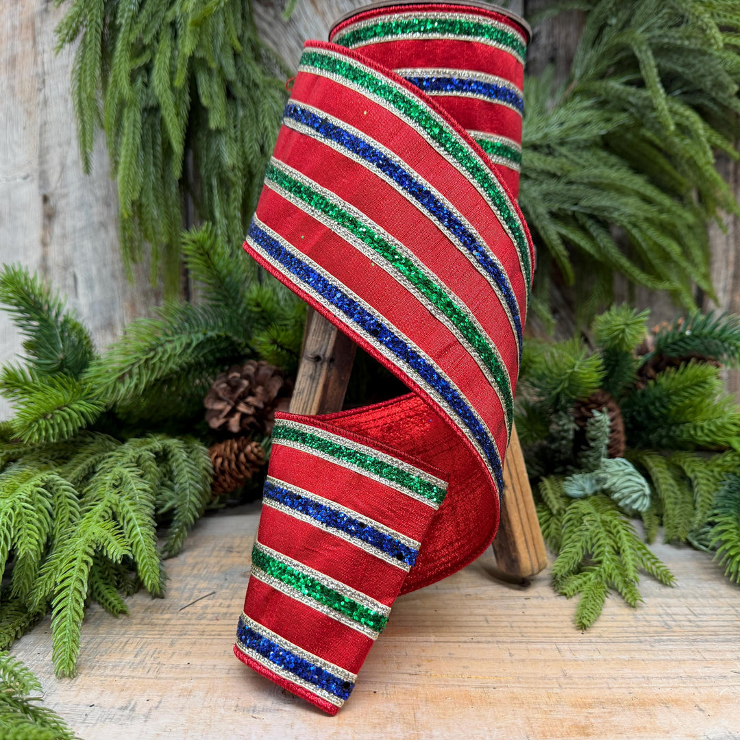 4" Nutcracker Stripe Christmas Ribbon