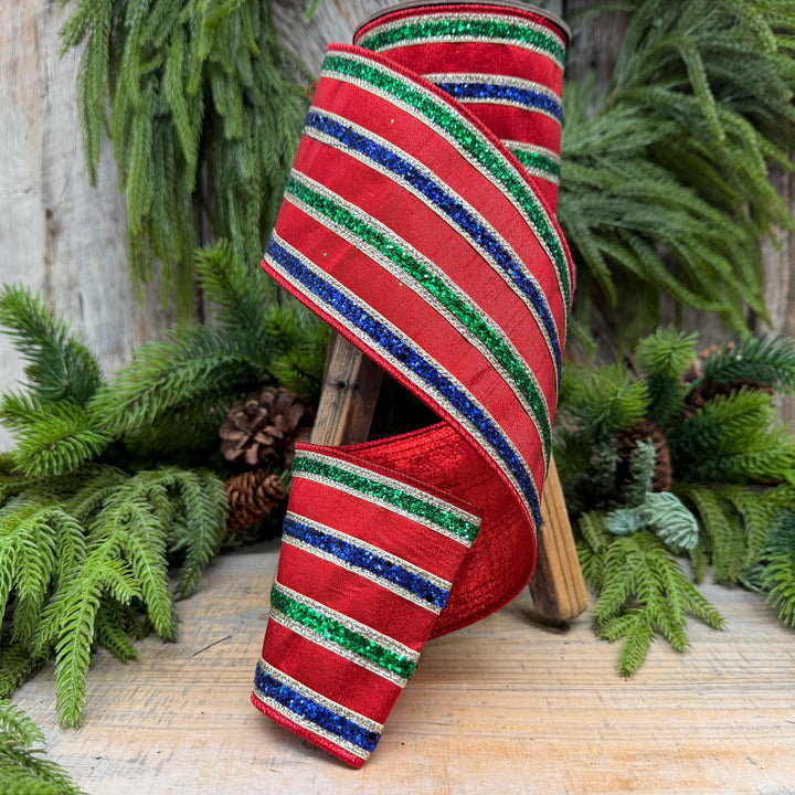 4" Nutcracker Stripe Christmas Ribbon