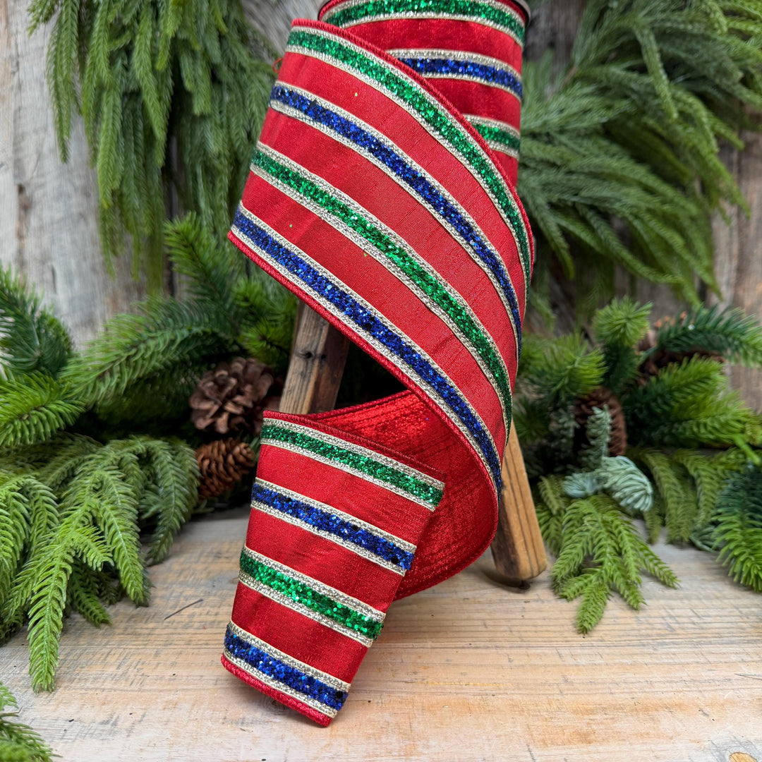 4" Nutcracker Stripe Christmas Ribbon