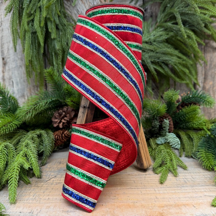 4" Nutcracker Stripe Christmas Ribbon
