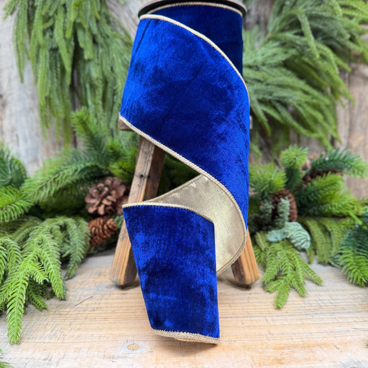 4" Cobalt Blue Velvet Ribbon, Blue Christmas Ribbon