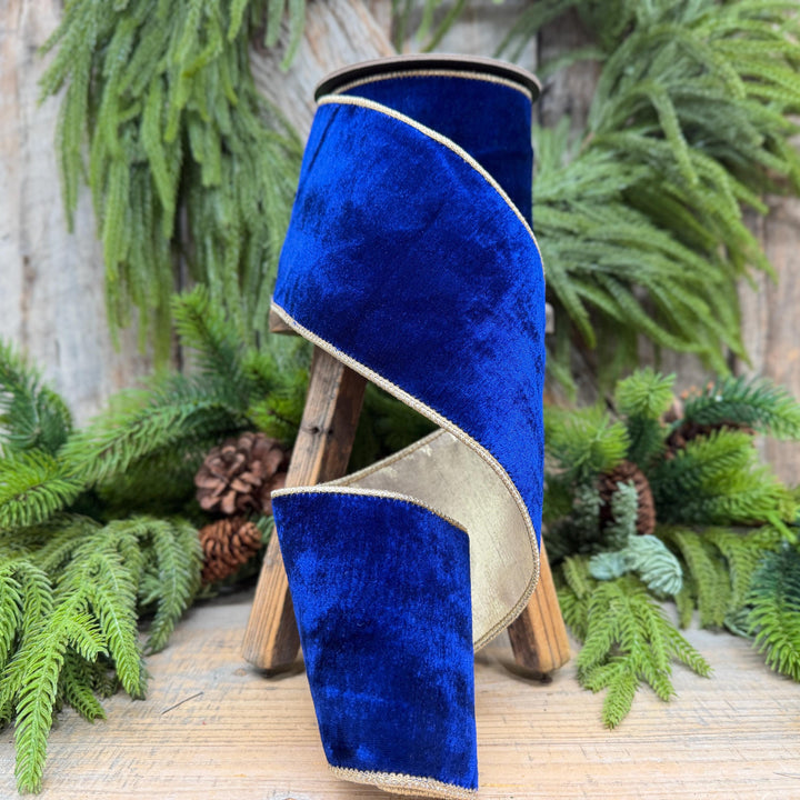 4" Cobalt Blue Velvet Ribbon, Blue Christmas Ribbon