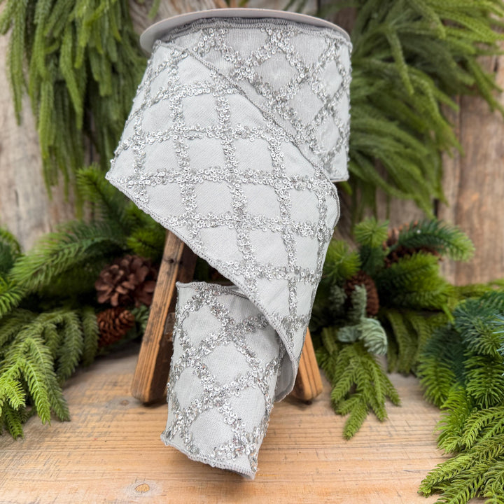 4" Silver Christmas Ribbon