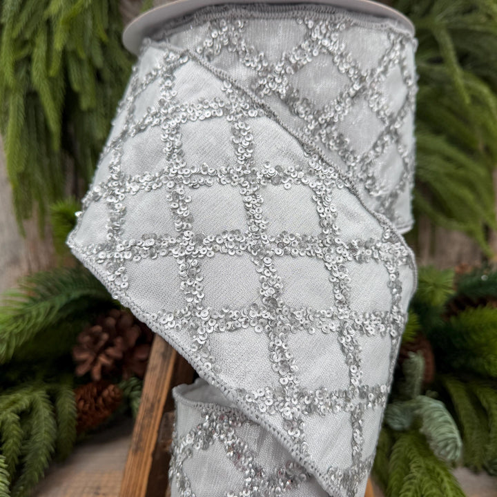 4" Silver Christmas Ribbon