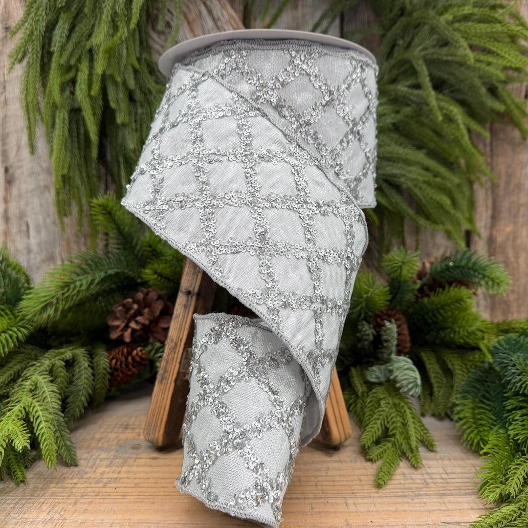 4" Silver Christmas Ribbon