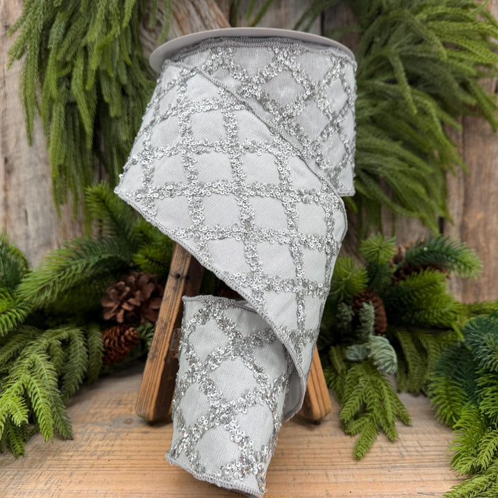 4" Silver Christmas Ribbon