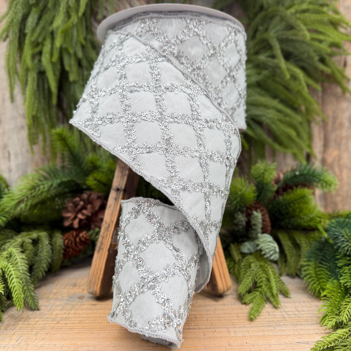 4" Silver Christmas Ribbon