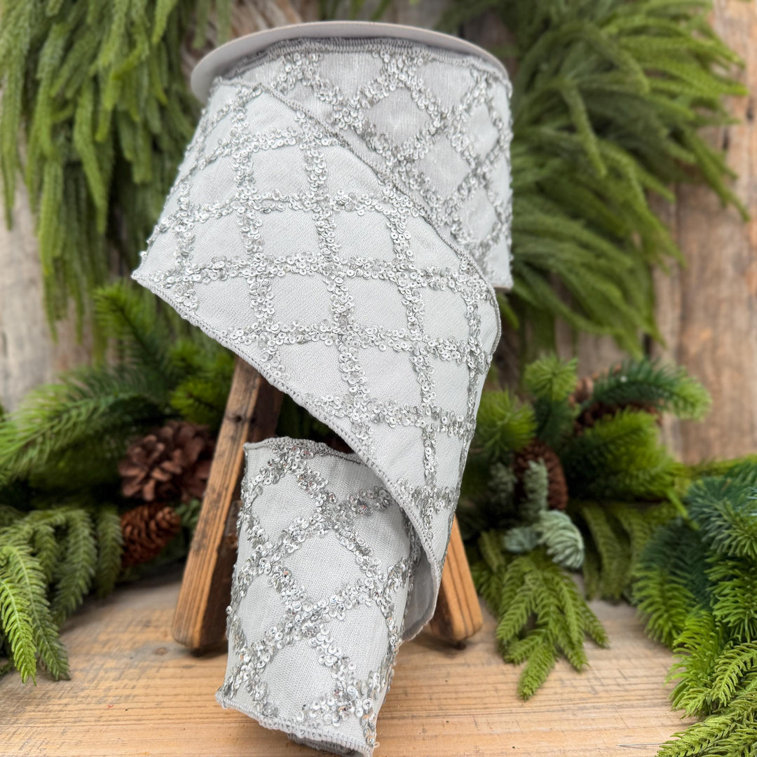 4" Silver Christmas Ribbon