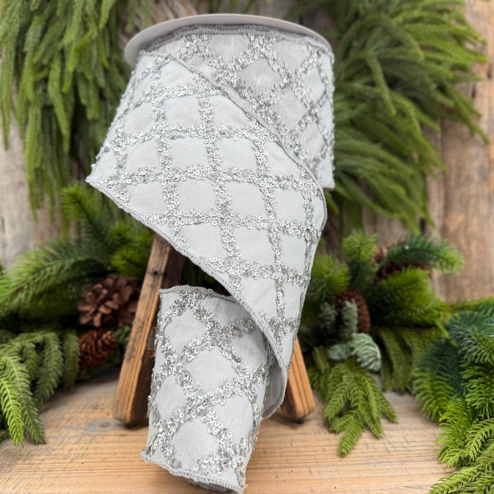 4" Silver Christmas Ribbon
