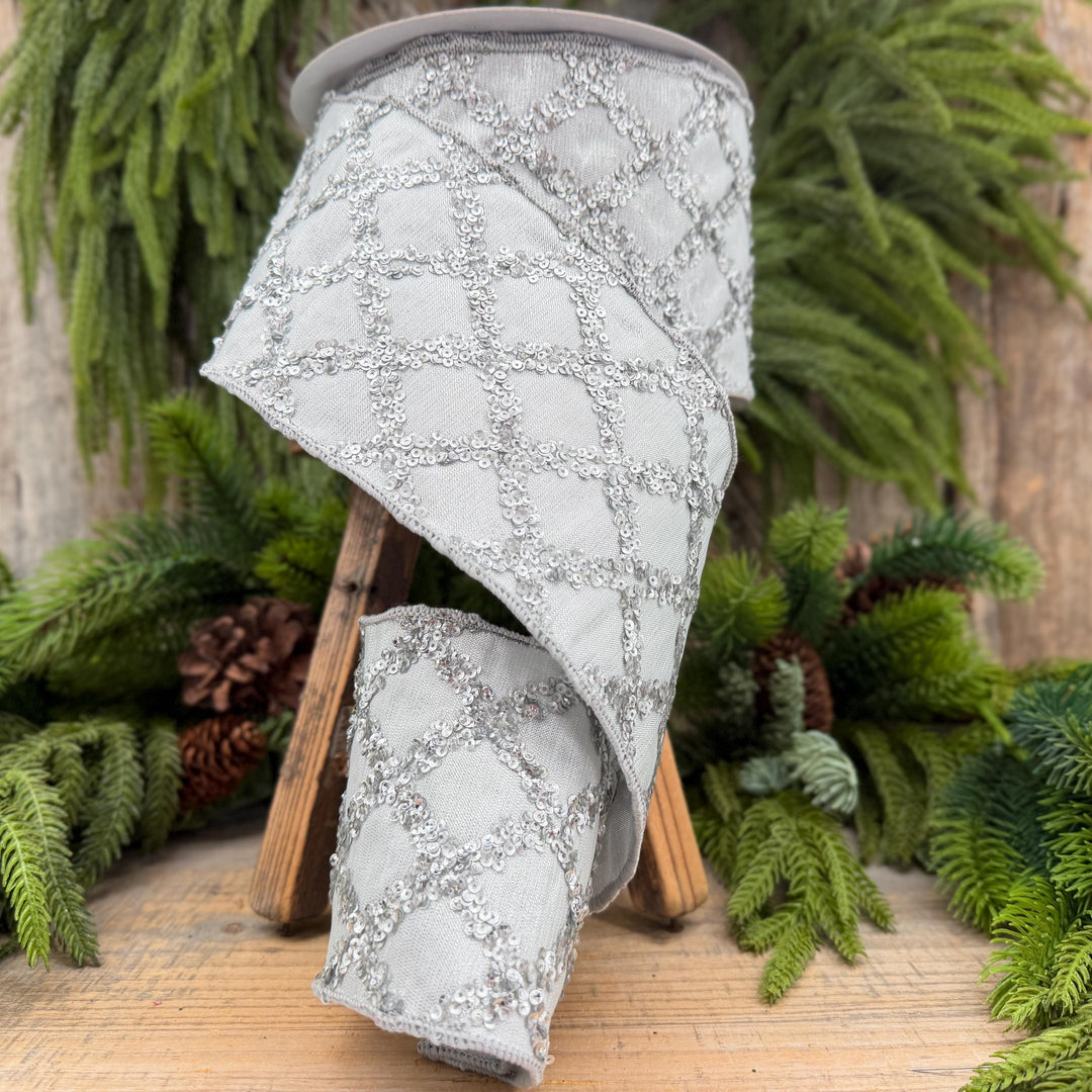 4" Silver Christmas Ribbon