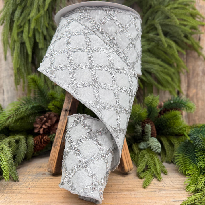4" Silver Christmas Ribbon