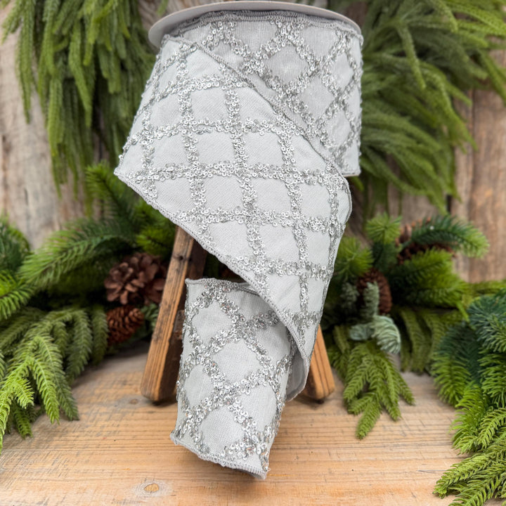 4" Silver Christmas Ribbon