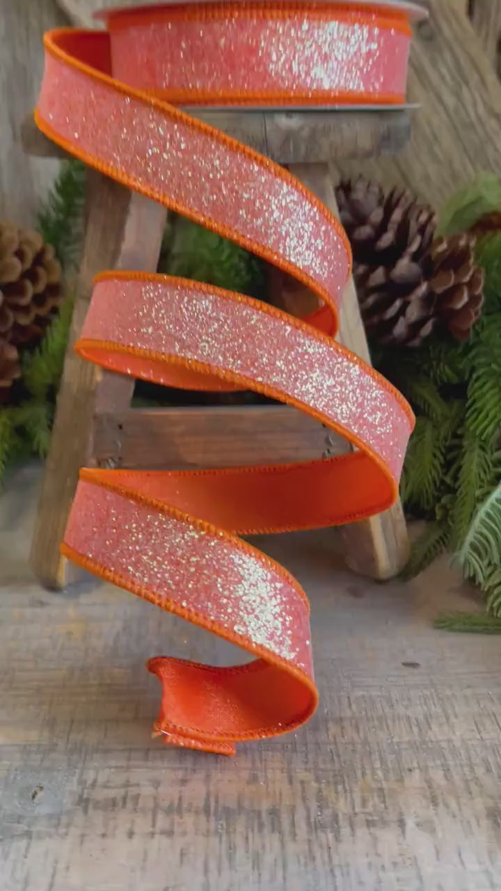 1" Orange Sugar Frost Ribbon, Farrisilk Ribbon, Orange Ribbon