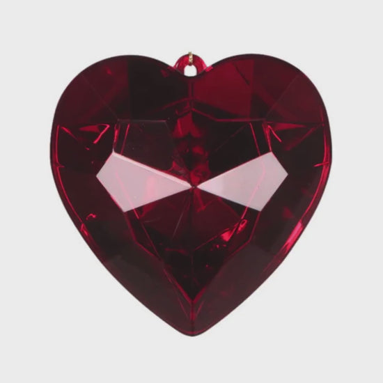 8" Ruby Heart Jewel Ornament, Farrisilk Heart Ornament, Valentine Heart