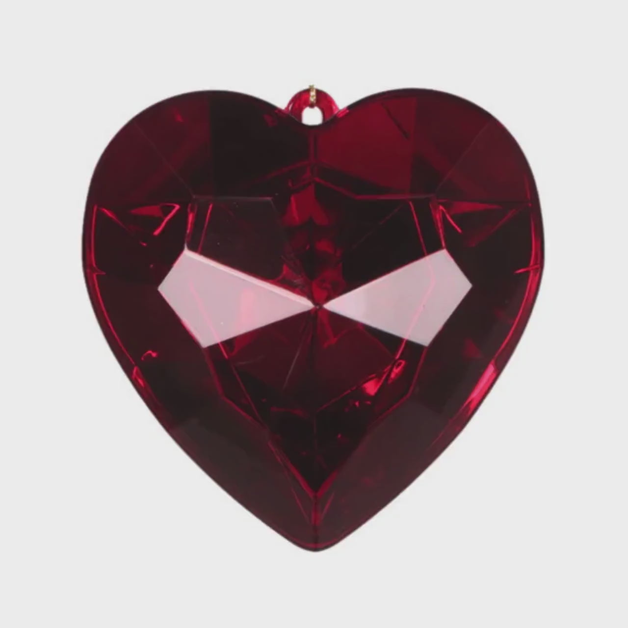 8" Ruby Heart Jewel Ornament, Farrisilk Heart Ornament, Valentine Heart