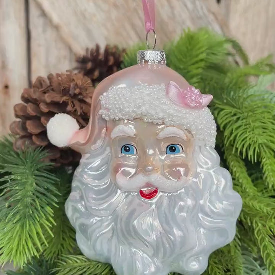5.9" Pink Santa Ornament, Pinkmas Ornament, Pink Christmas Ornament