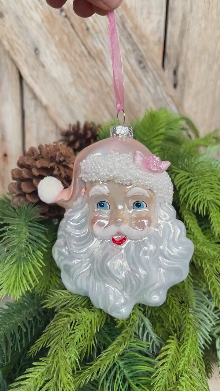 5.9" Pink Santa Ornament, Pinkmas Ornament, Pink Christmas Ornament